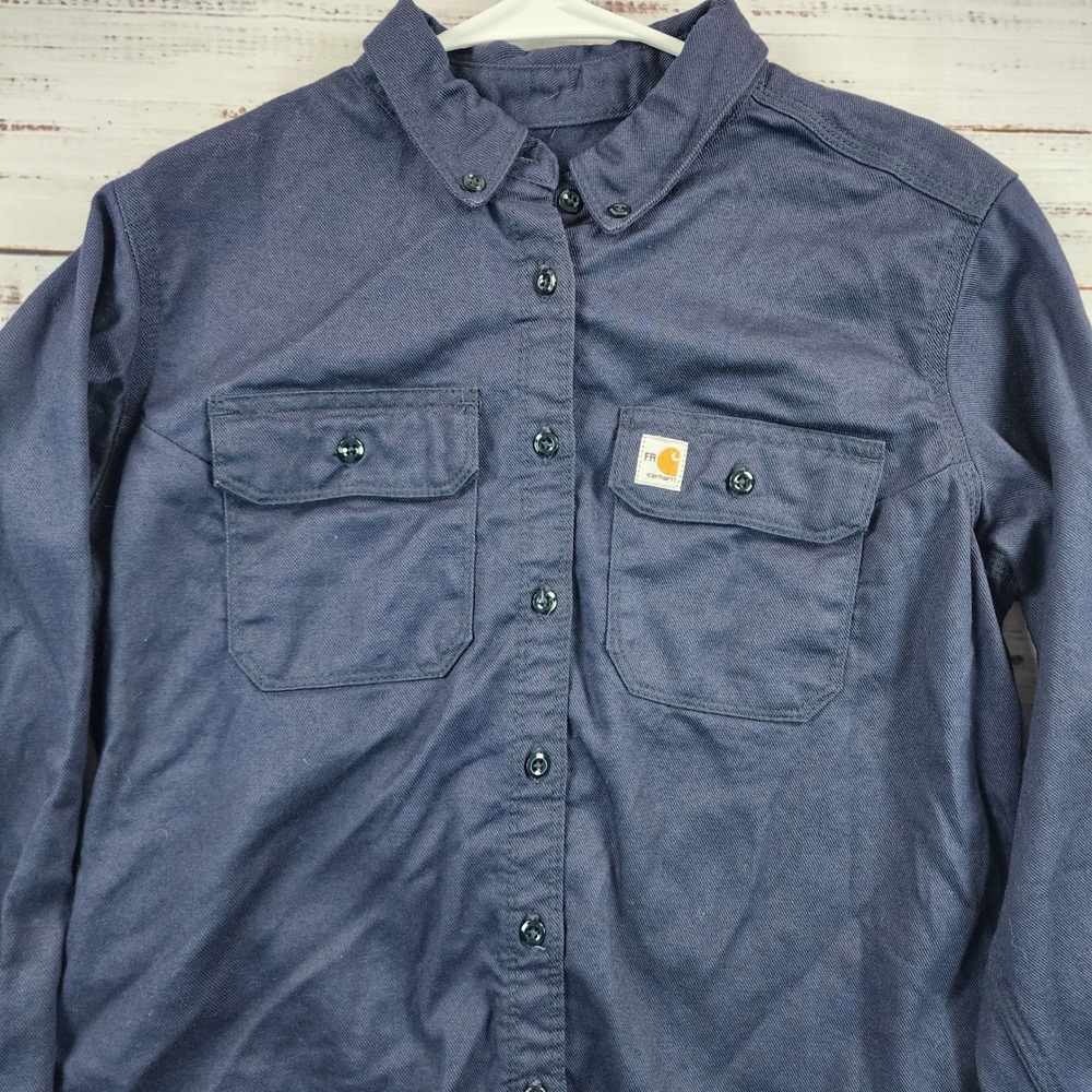 Carhartt FR Shirt Womens XS Rugged Flex Navy 102459 CAT 2 NFPA 2112 Workwear